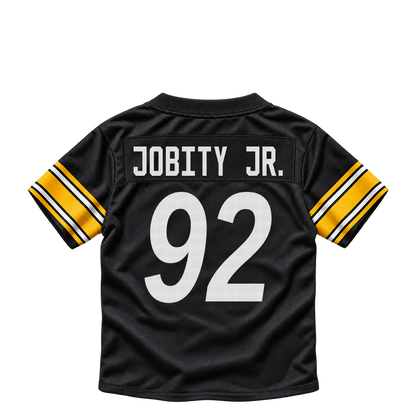 Pittsburgh Steelers jersey keychain — Kevin Jobity Jr. #92. Exact saved player artwork preview.