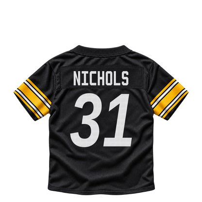 Pittsburgh Steelers jersey keychain — Lew Nichols #31. Exact saved player artwork preview.