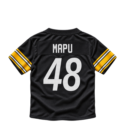 Pittsburgh Steelers jersey keychain — Marte Mapu #48. Exact saved player artwork preview.
