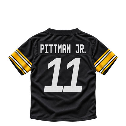 Pittsburgh Steelers jersey keychain — Michael Pittman Jr. #11. Exact saved player artwork preview.