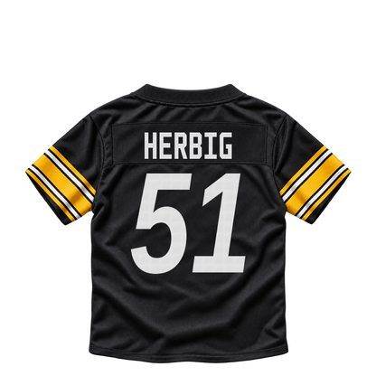 Pittsburgh Steelers jersey keychain — Nick Herbig #51. Exact saved player artwork preview.