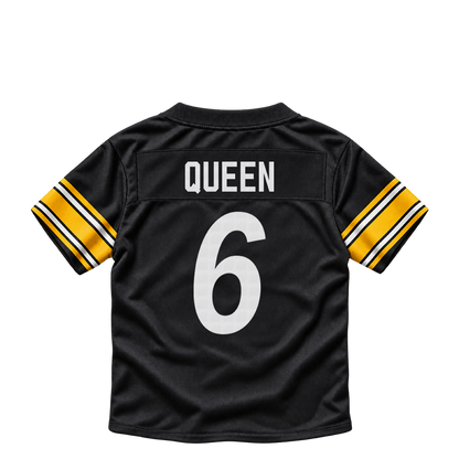 Pittsburgh Steelers jersey keychain — Patrick Queen #6. Exact saved player artwork preview.