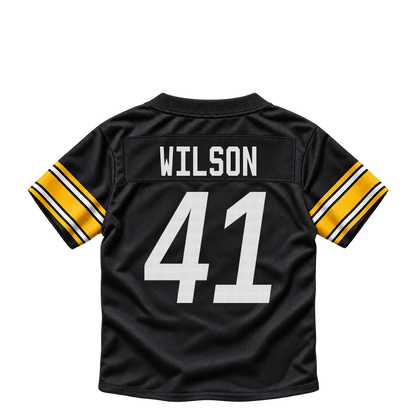 Pittsburgh Steelers jersey keychain — Payton Wilson #41. Exact saved player artwork preview.