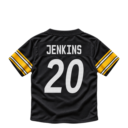 Pittsburgh Steelers jersey keychain — Rayshawn Jenkins #20. Exact saved player artwork preview.