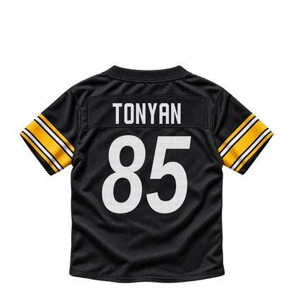 Pittsburgh Steelers jersey keychain — Robert Tonyan #85. Exact saved player artwork preview.