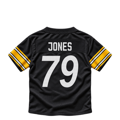 Pittsburgh Steelers jersey keychain — Steven Jones #79. Exact saved player artwork preview.