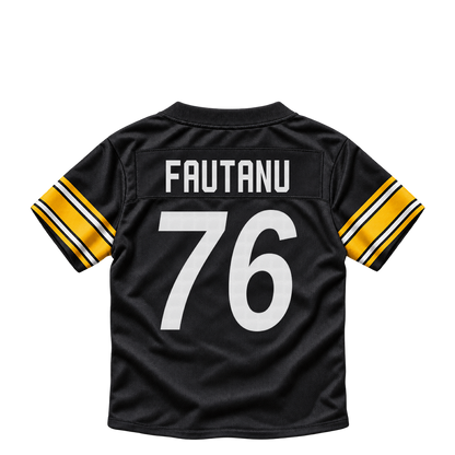 Pittsburgh Steelers jersey keychain — Troy Fautanu #76. Exact saved player artwork preview.