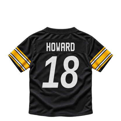 Pittsburgh Steelers jersey keychain — Will Howard #18. Exact saved player artwork preview.