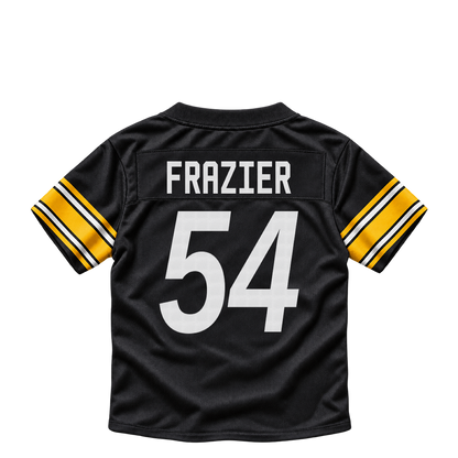 Pittsburgh Steelers jersey keychain — Zach Frazier #54. Exact saved player artwork preview.