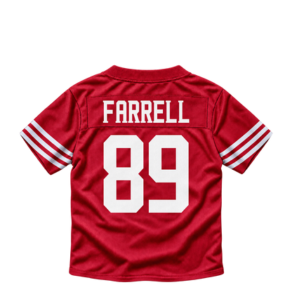 San Francisco 49ers jersey keychain — Luke Farrell #89. Exact saved player artwork preview.