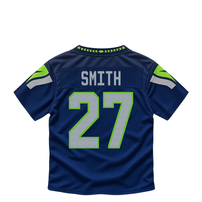 Seattle Seahawks jersey keychain — Avery Smith #27. Exact saved player artwork preview.