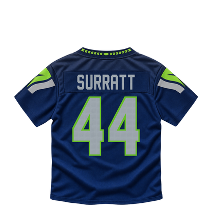 Seattle Seahawks jersey keychain — Chazz Surratt #44. Exact saved player artwork preview.