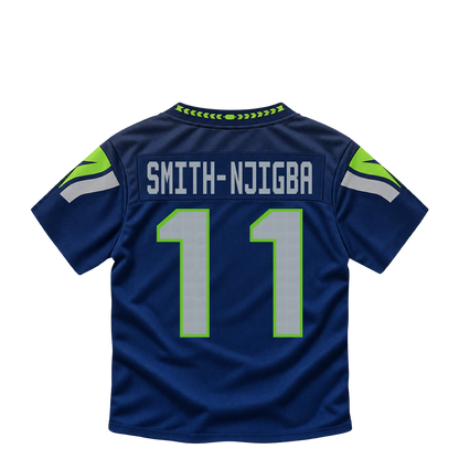 Seattle Seahawks jersey keychain — Jaxon Smith-Njigba #11. Exact saved player artwork preview.