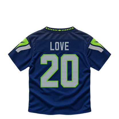 Seattle Seahawks jersey keychain — Julian Love #20. Exact saved player artwork preview.
