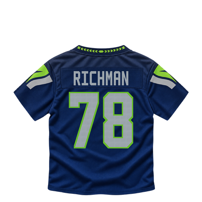 Seattle Seahawks jersey keychain — Mason Richman #78. Exact saved player artwork preview.