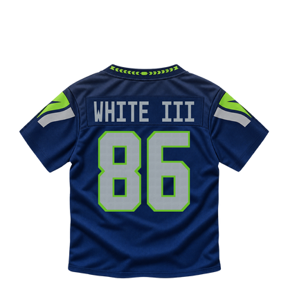 Seattle Seahawks jersey keychain — Ricky White III #86. Exact saved player artwork preview.
