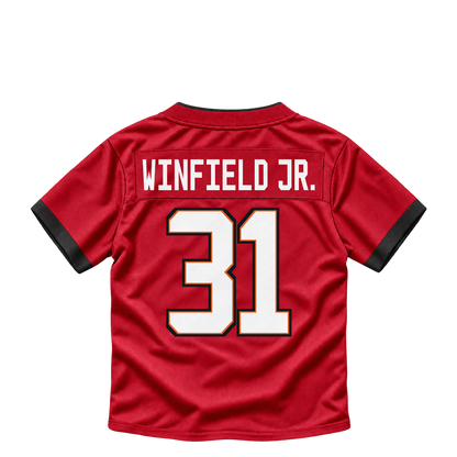 Tampa Bay Buccaneers jersey keychain — Antoine Winfield Jr. #31. Exact saved player artwork preview.