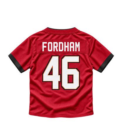 Tampa Bay Buccaneers jersey keychain — Caden Fordham #46. Exact saved player artwork preview.