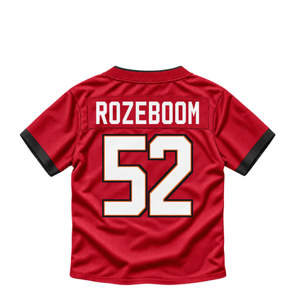 Tampa Bay Buccaneers jersey keychain — Christian Rozeboom #52. Exact saved player artwork preview.
