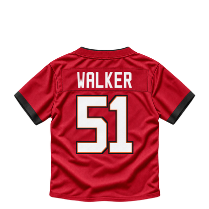 Tampa Bay Buccaneers jersey keychain — David Walker #51. Exact saved player artwork preview.