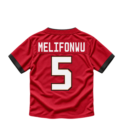 Tampa Bay Buccaneers jersey keychain — Ifeatu Melifonwu #5. Exact saved player artwork preview.
