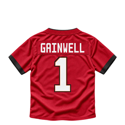 Tampa Bay Buccaneers jersey keychain — Kenny Gainwell #1. Exact saved player artwork preview.
