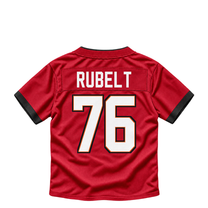 Tampa Bay Buccaneers jersey keychain — Paul Rubelt #76. Exact saved player artwork preview.