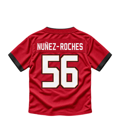 Tampa Bay Buccaneers jersey keychain — Rakeem Nuñez-Roches #56. Exact saved player artwork preview.