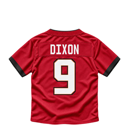 Tampa Bay Buccaneers jersey keychain — Riley Dixon #9. Exact saved player artwork preview.