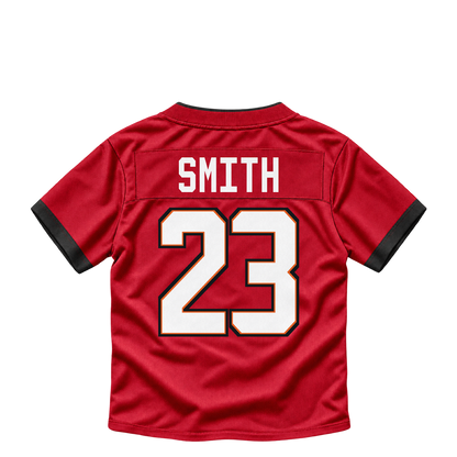 Tampa Bay Buccaneers jersey keychain — Tykee Smith #23. Exact saved player artwork preview.