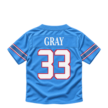 Tennessee Titans jersey keychain — Cedric Gray #33. Exact saved player artwork preview.