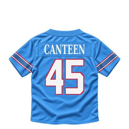 Tennessee Titans jersey keychain — Derrick Canteen #45. Exact saved player artwork preview.
