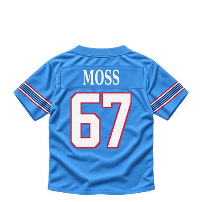 Tennessee Titans jersey keychain — Drew Moss #67. Exact saved player artwork preview.
