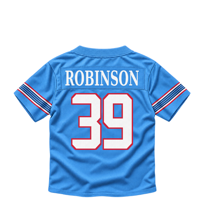 Tennessee Titans jersey keychain — Jakob Robinson #39. Exact saved player artwork preview.