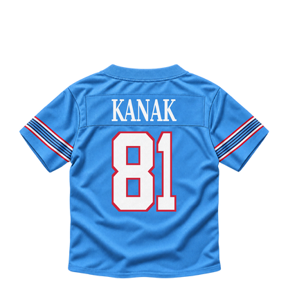 Tennessee Titans jersey keychain — Jaren Kanak #81. Exact saved player artwork preview.