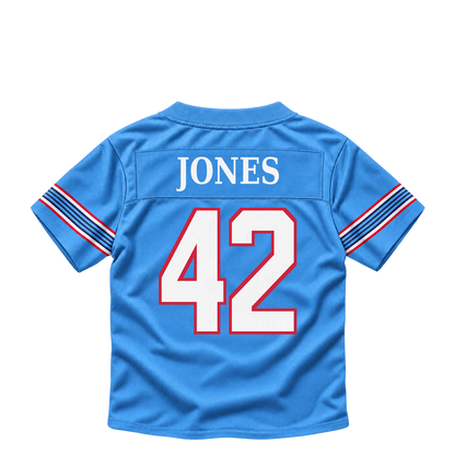 Tennessee Titans jersey keychain — Jaylon Jones #42. Exact saved player artwork preview.