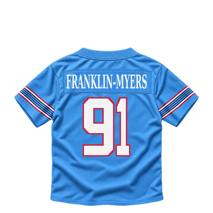 Tennessee Titans jersey keychain — John Franklin-Myers #91. Exact saved player artwork preview.
