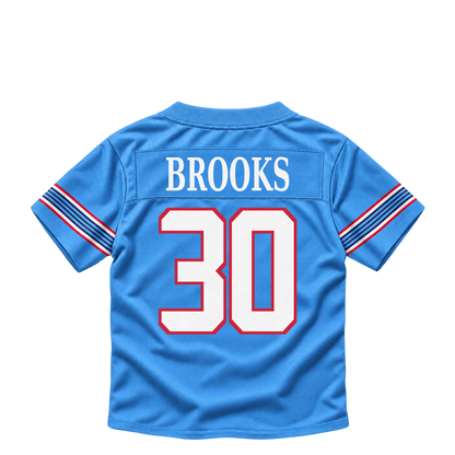 Tennessee Titans jersey keychain — Kendell Brooks #30. Exact saved player artwork preview.