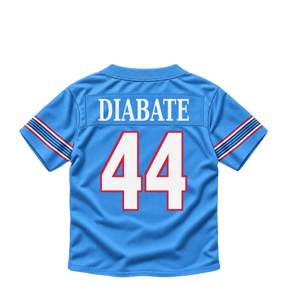 Tennessee Titans jersey keychain — Mohamoud Diabate #44. Exact saved player artwork preview.