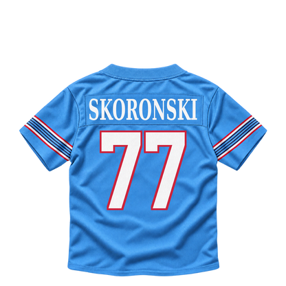 Tennessee Titans jersey keychain — Peter Skoronski #77. Exact saved player artwork preview.