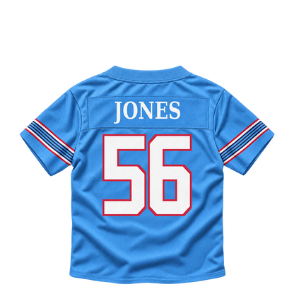 Tennessee Titans jersey keychain — Truman Jones #56. Exact saved player artwork preview.