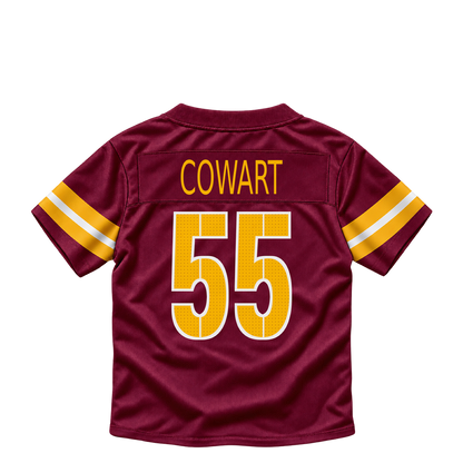 Washington Commanders jersey keychain — Byron Cowart #55. Exact saved player artwork preview.