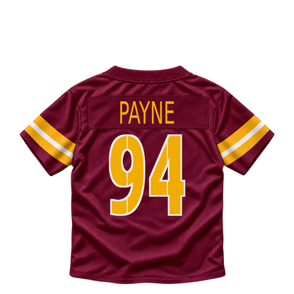 Washington Commanders jersey keychain — Daron Payne #94. Exact saved player artwork preview.