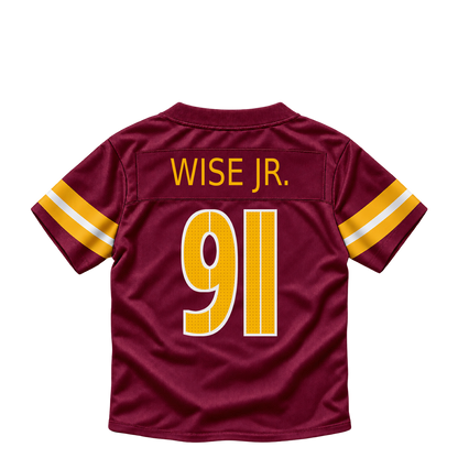Washington Commanders jersey keychain — Deatrich Wise Jr. #91. Exact saved player artwork preview.
