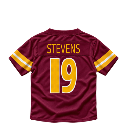 Washington Commanders jersey keychain — Drew Stevens #19. Exact saved player artwork preview.
