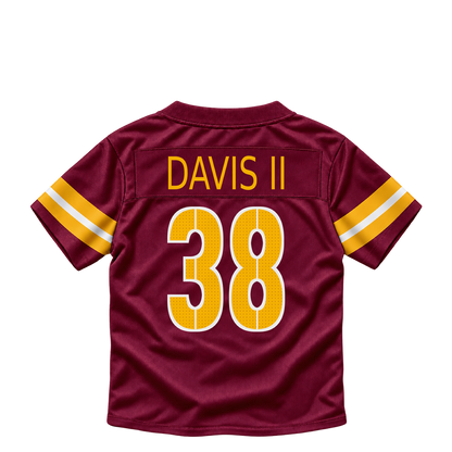 Washington Commanders jersey keychain — Fred Davis II #38. Exact saved player artwork preview.