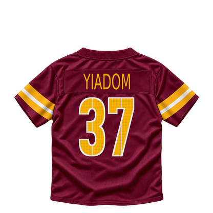 Washington Commanders jersey keychain — Isaac Yiadom #37. Exact saved player artwork preview.