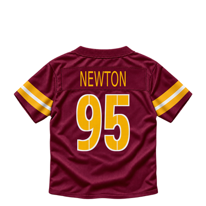 Washington Commanders jersey keychain — Jer'Zhan Newton #95. Exact saved player artwork preview.