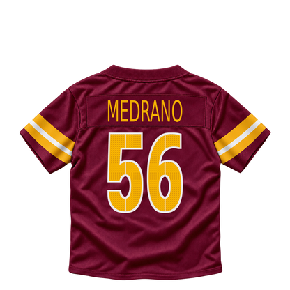 Washington Commanders jersey keychain — Kain Medrano #56. Exact saved player artwork preview.