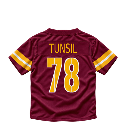 Washington Commanders jersey keychain — Laremy Tunsil #78. Exact saved player artwork preview.